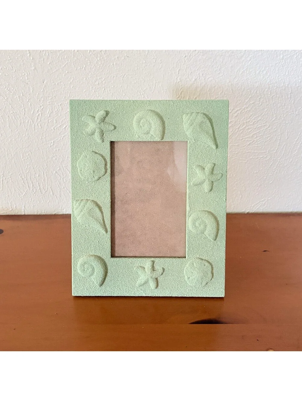 Seashell Photo Frame with Stand Light Green Coastal Beach Theme